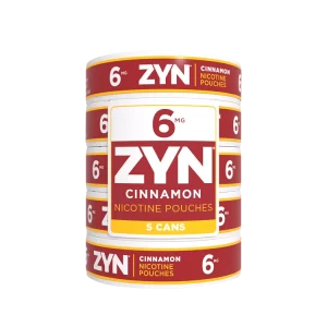 ZYN Cinnamon 6mg can with bold red packaging, highlighting strong nicotine and spicy flavor.