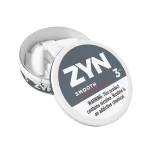 ZYN Smooth 3mg can with 15 nicotine pouches, featuring a clean white label and mild, unflavored experience.