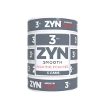 ZYN Smooth 3mg – 1 Roll with 5 cans, showing clean white design and neatly stacked, sealed packaging.